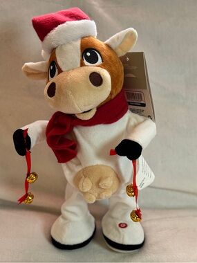 Animated Dancing “I Like to Moove-it”  Christmas Cow Joyful Holiday Plush NWT